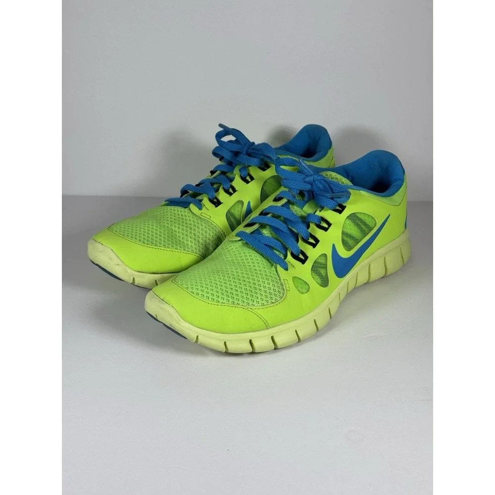 Nike Free 5.0 Flash Lime Blue Hero Black Youth Size 7 - Picture 4 of 10
